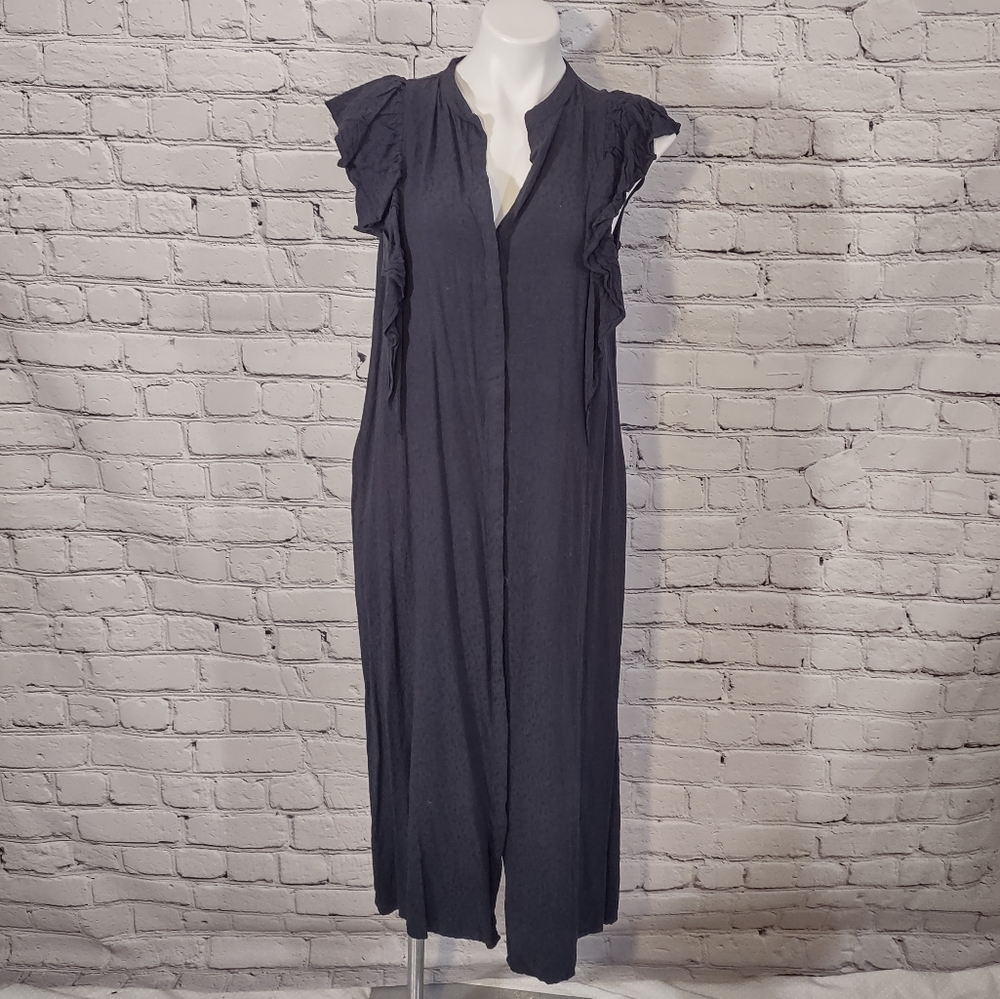 H&M black button front dress